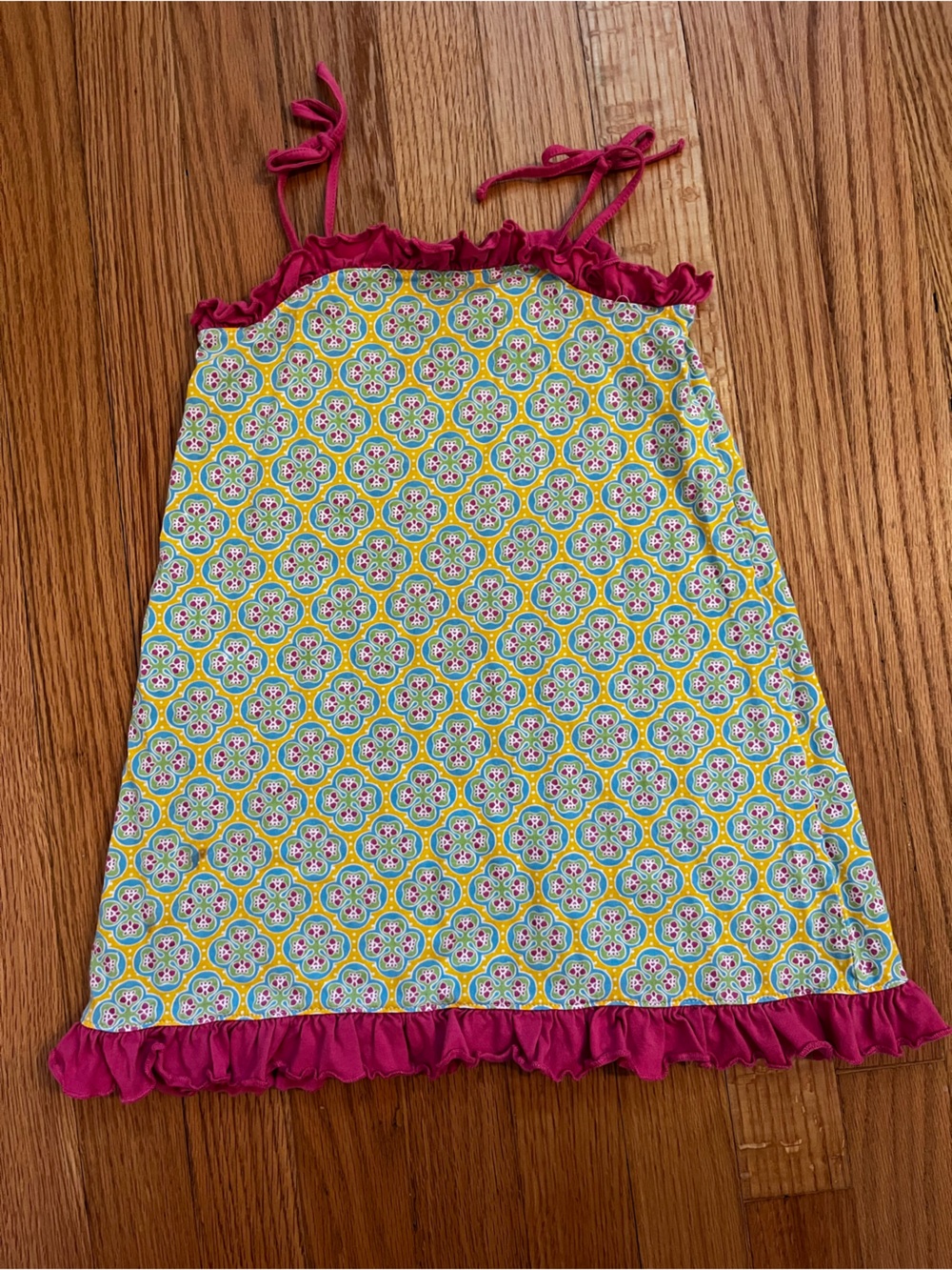 Flit & Flitter Yellow, Teal and Pink Patterned Drawstring Top